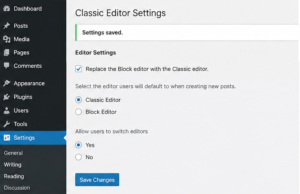 Disable Gutenberg Block Editor using WordPress Classic Editor settings